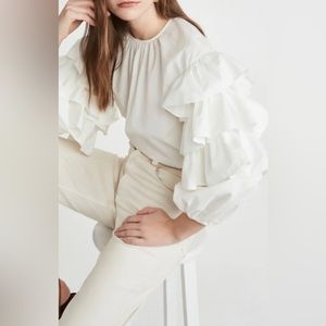 ULLA JOHNSON Tulia Blouse in Blanc Size 2 XS